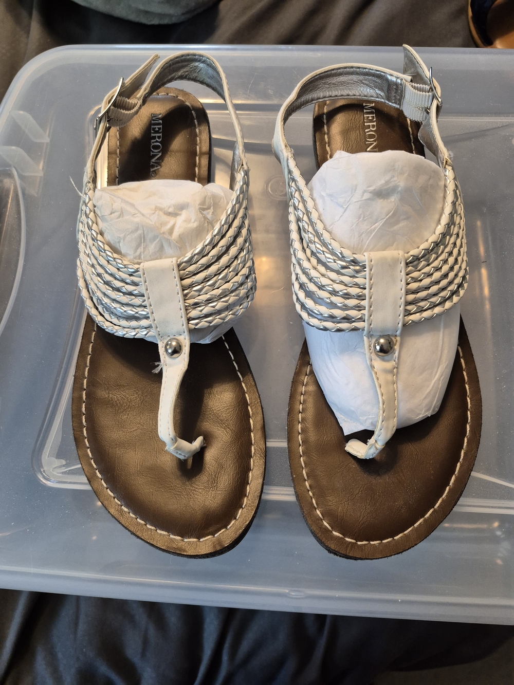 Merona Womens White Braided Strap Sandals